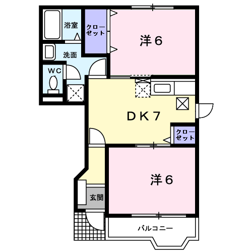 メゾンユウキ(2DK/1階)の間取り写真