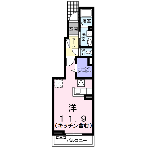 ウィステリア住吉 Ⅱ(ワンルーム/1階)の間取り写真