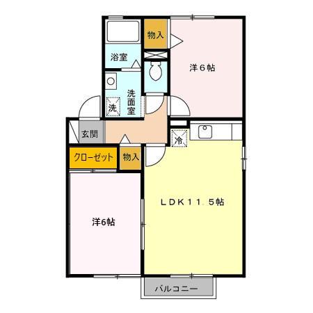 グリーンハイツC(2LDK/2階)の間取り写真