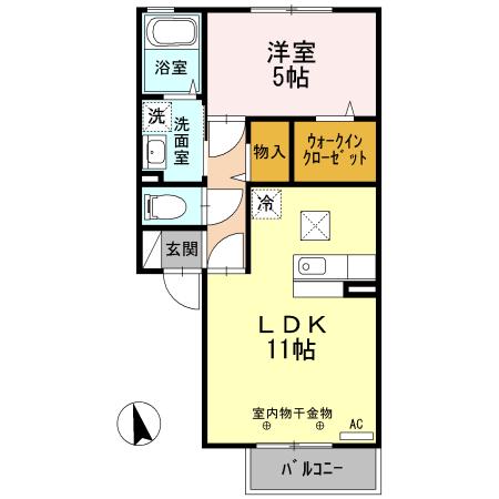 RAFFINE・幸(1LDK/1階)の間取り写真