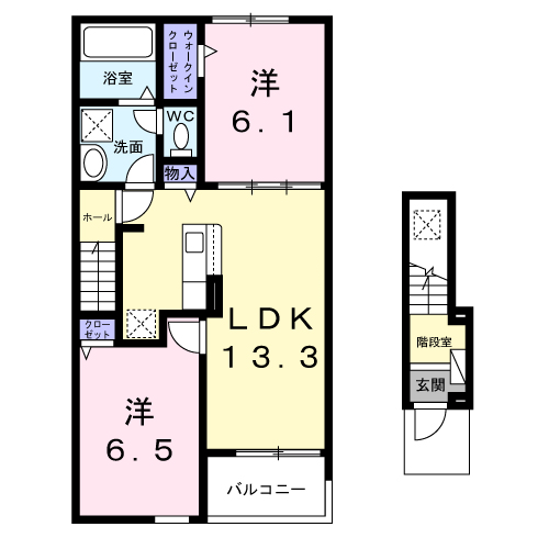 ベリッシマ Ⅱ(2LDK/2階)の間取り写真