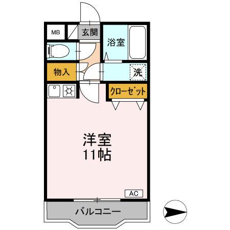 クリスタル甲府善光寺(ワンルーム/3階)の間取り写真