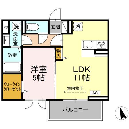 ヴィラH&H(1LDK/3階)の間取り写真