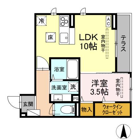 D-ROOM成島(1LDK/1階)の間取り写真