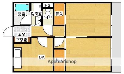 コーポ富竹(2DK/2階)の間取り写真