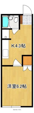 大草ハイツⅡ(1K/2階)の間取り写真