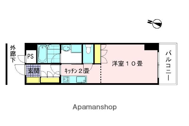 ネオライフ昭和(1K/3階)の間取り写真