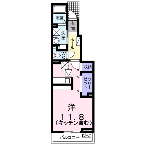 グラン シャリオ Ⅰ(ワンルーム/1階)の間取り写真