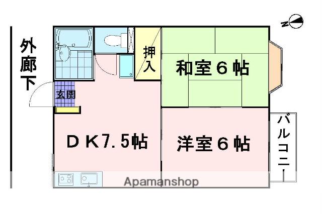 コーポ寿(2DK/1階)の間取り写真