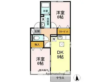 パークハウス高塚B棟(2DK/1階)の間取り写真