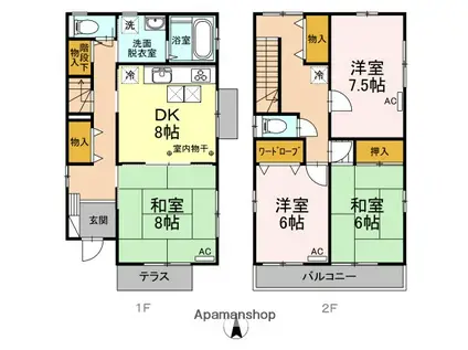 身延線 甲府駅 徒歩4分 2階建 築21年(4DK)の間取り写真