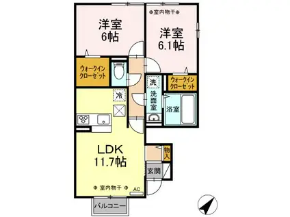 ボン ソレイユ A(2LDK/1階)の間取り写真