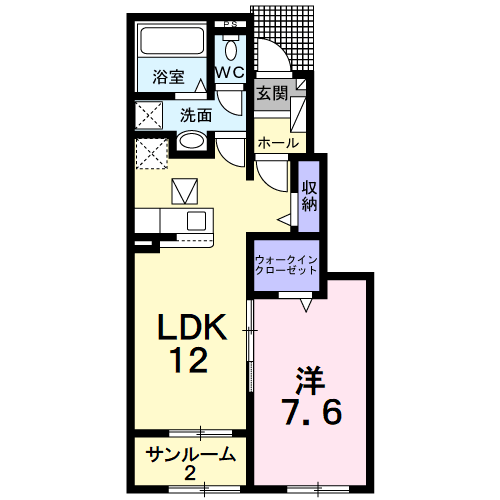 アイリスホーム柿平 Ⅰ(1LDK/1階)の間取り写真