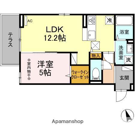 DーROOM清水新居Ⅱ(1LDK/1階)の間取り写真