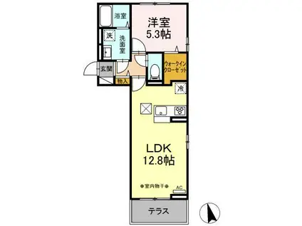 DーROOM清水新居Ⅰ(1LDK/1階)の間取り写真