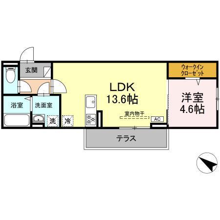 D-ROOMやはたⅢ(1LDK/1階)の間取り写真