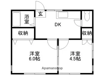 パーソナルマンション東桂(2DK/1階)の間取り写真
