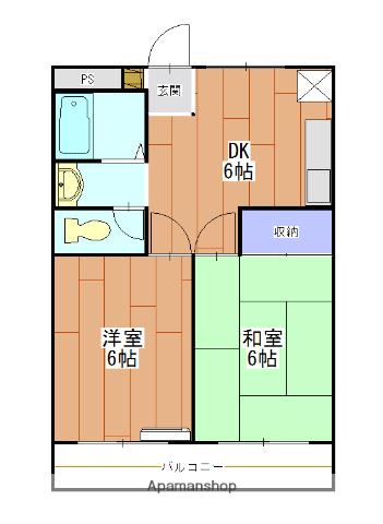 中広マンションⅡ(2DK/2階)の間取り写真