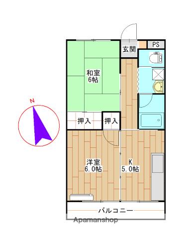 山口ハイツ(2K/1階)の間取り写真