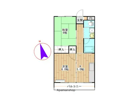 山口ハイツ(2K/1階)の間取り写真