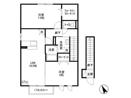 ST. FIELD  B(2LDK/2階)の間取り写真