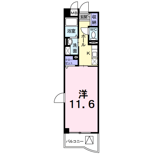 エクセレント甲府(1K/2階)の間取り写真