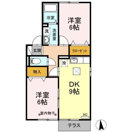 パークハウス高塚AB(2DK/1階)の間取り写真