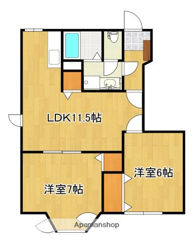 グリーンフィールドB(2LDK/1階)の間取り写真