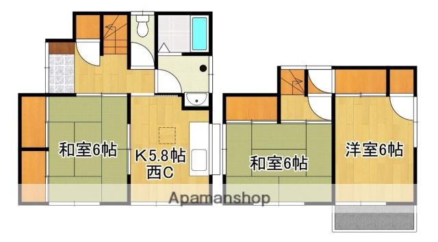 身延線 善光寺駅 徒歩4分 2階建 築36年(3K)の間取り写真