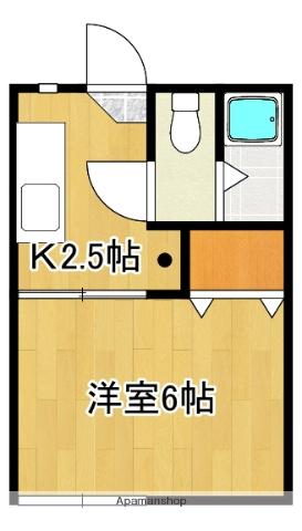 スカイハイツふじB棟(1K/2階)の間取り写真