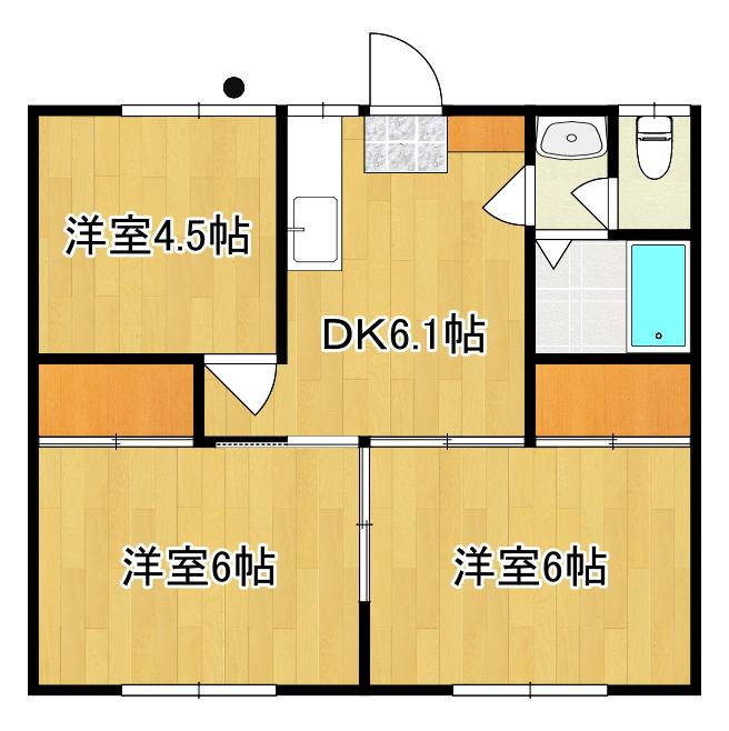 クボタハイツA(3DK/1階)の間取り写真