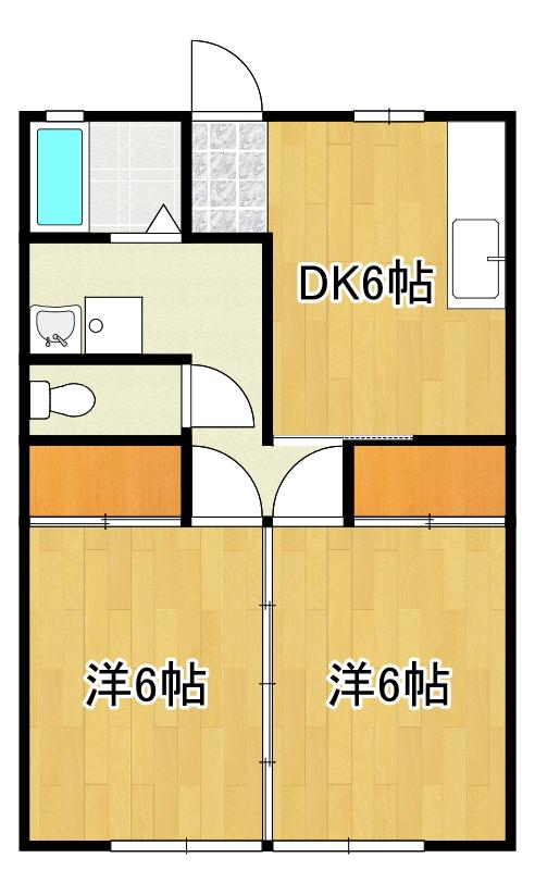 梶原ハイツ(2DK/1階)の間取り写真