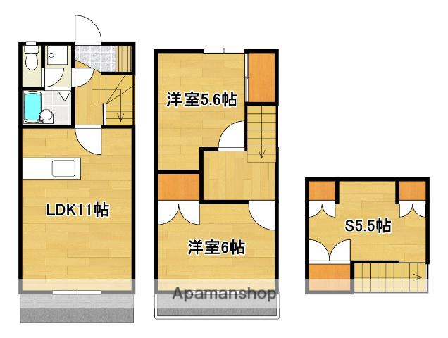 甲府テラスハウス6号館(2SLDK/2階)の間取り写真