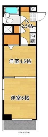 ライオンズマンション甲府中央(2K/4階)の間取り写真