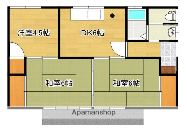身延線 常永駅 徒歩64分 1階建 築41年(3DK)の間取り写真