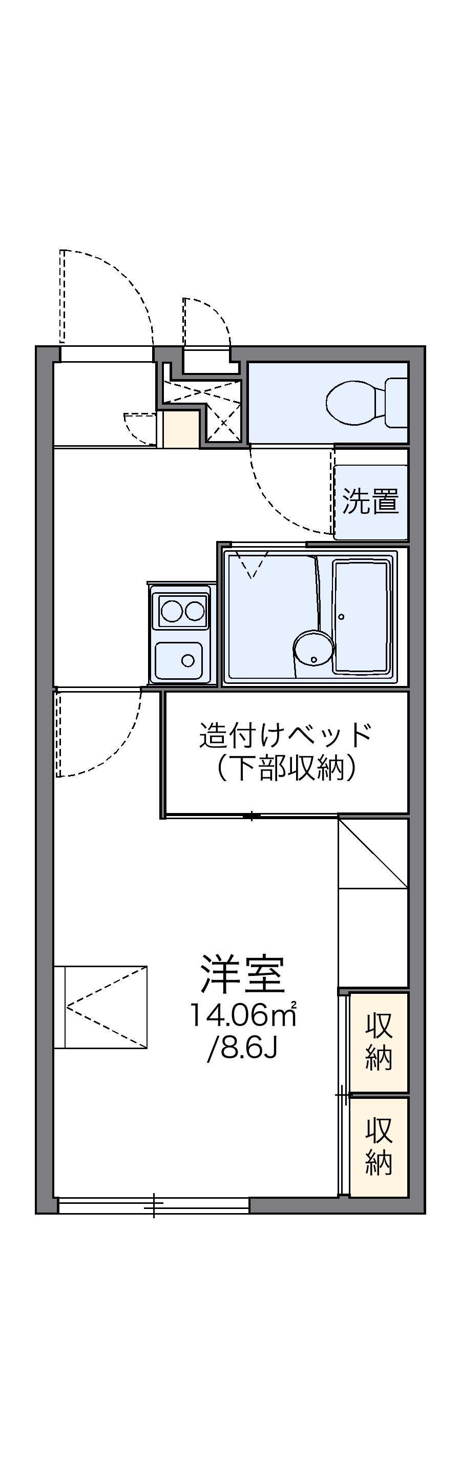 レオパレス緑が丘(1K/1階)の間取り写真