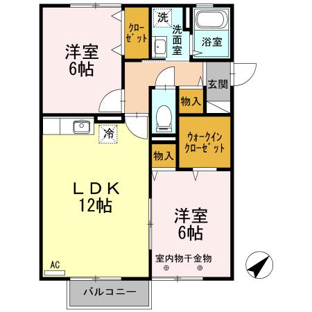 リトルマウントⅡ(2LDK/2階)の間取り写真