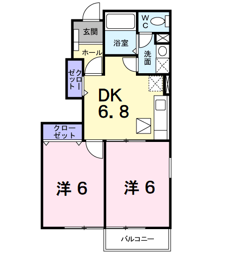 ファウンティン和泉(2K/1階)の間取り写真