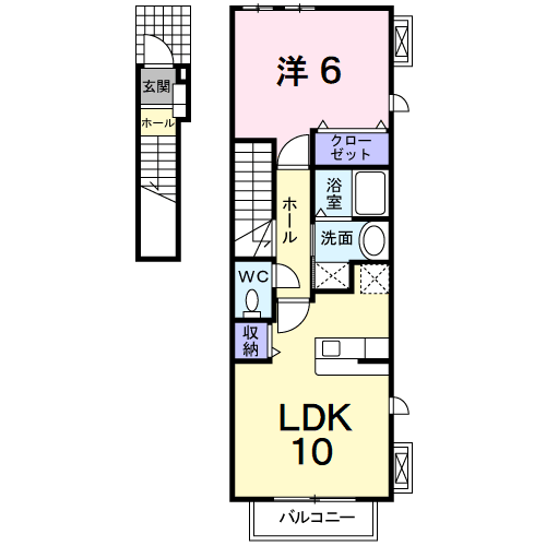 パークヴィラ3(1LDK/2階)の間取り写真