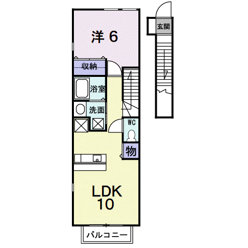 スターフィールドⅡA棟(1LDK/2階)の間取り写真