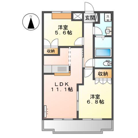 COMFORCE KOBE B(2LDK/2階)の間取り写真