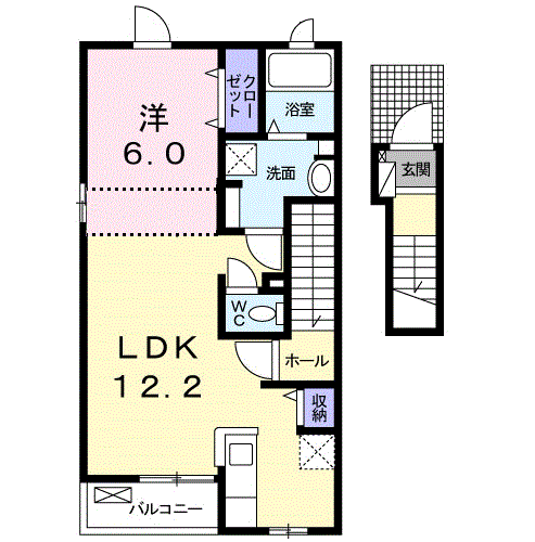 ルネルネッサンスⅡ(1LDK/2階)の間取り写真