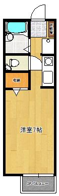 ハイツミナガワⅡ(ワンルーム/1階)の間取り写真