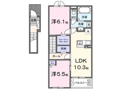 アスピレーション(2LDK/2階)の間取り写真