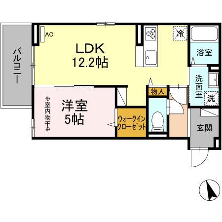 DーROOM清水新居Ⅱ(1LDK/3階)の間取り写真