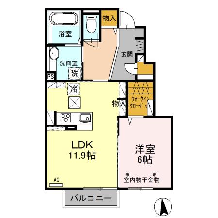 セジュール(1LDK/1階)の間取り写真