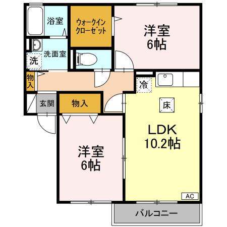 サンハイム西田(2LDK/1階)の間取り写真