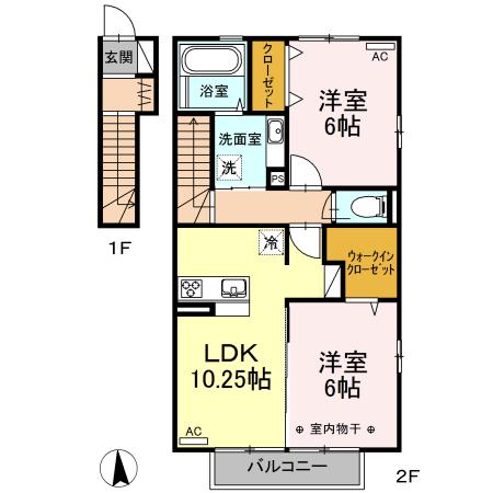 GROVE八ヶ岳(2LDK/1階)の間取り写真