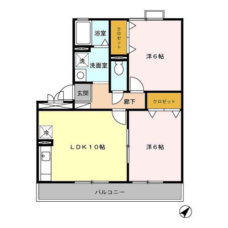 ヴェルドミール(2LDK/2階)の間取り写真