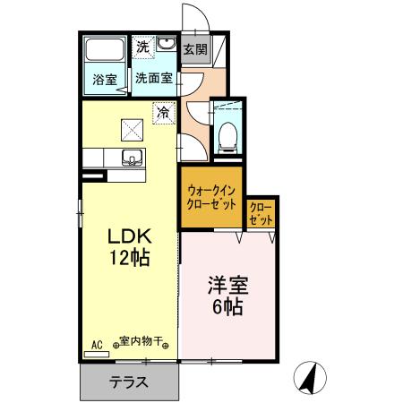 モダンコート古上条(1LDK/1階)の間取り写真